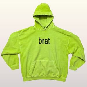 Charli XCX Brat Hoodie Adult Small Medium Neon Green Oversized Sweatshirt Album